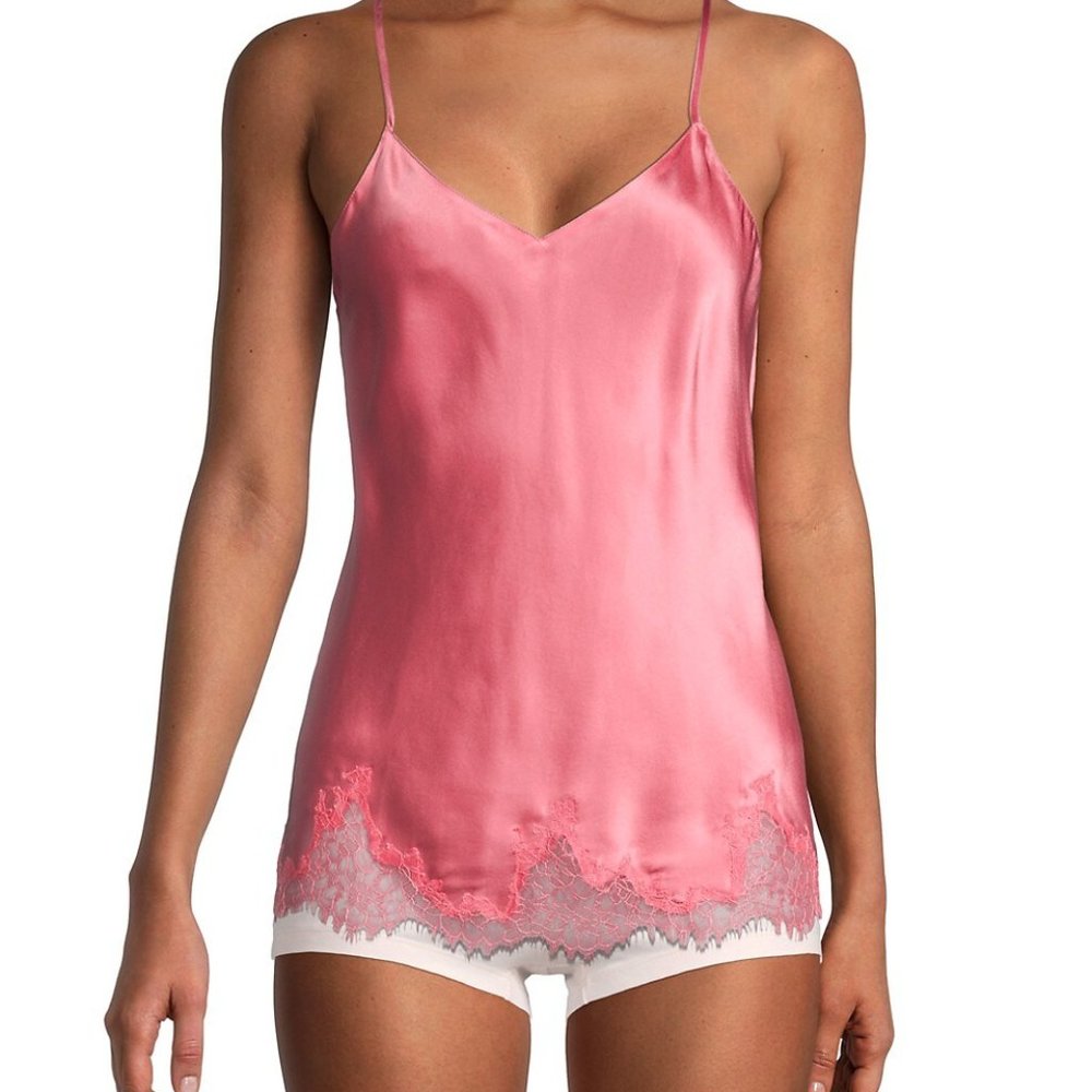 Baroque Lace-Trim Silk Camisole from GINIA